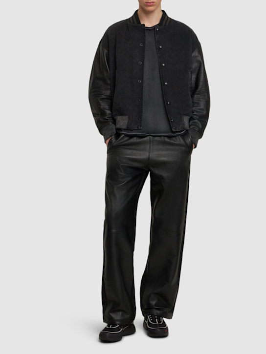 Diesel: L-Nyn leather & denim bomber jacket - men_1 | Luisa Via Roma