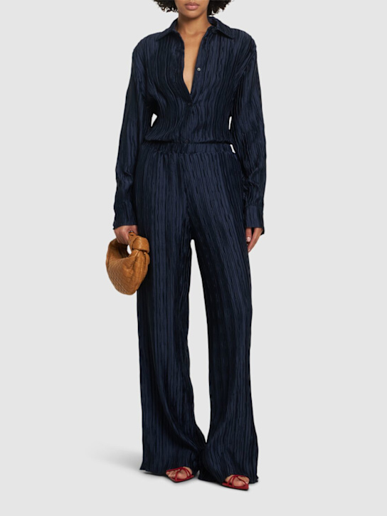 16arlington: Mandrake pleated satin wide pants - women_1 | Luisa Via Roma