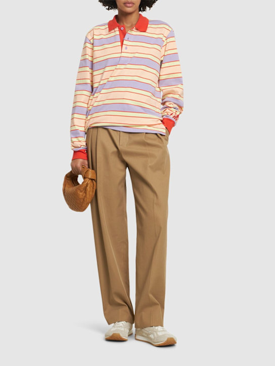 JW Anderson: Striped cotton long sleeve polo t-shirt - women_1 | Luisa Via Roma