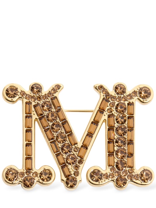 Max Mara: Spilla Bath2 con cristalli - Ruggine - women_0 | Luisa Via Roma