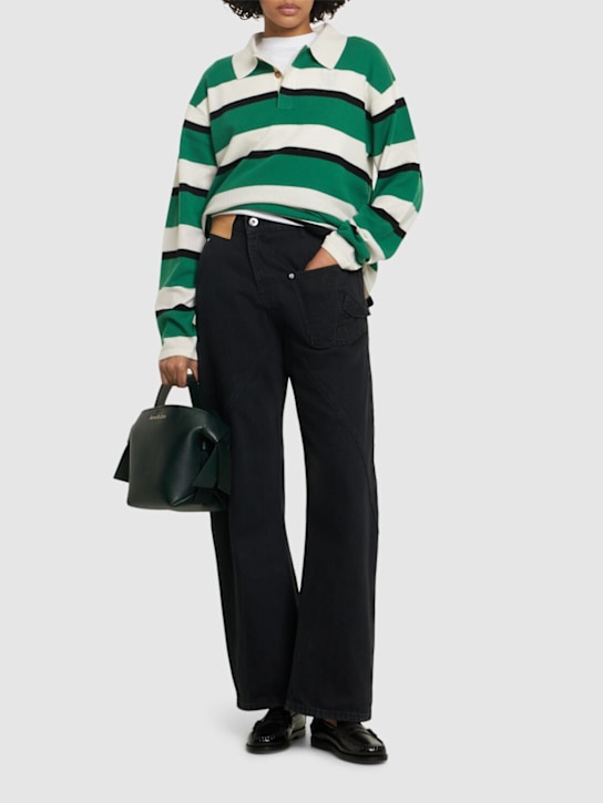 JW Anderson: Twisted midrise workwear boyfriend jeans - Black - women_1 | Luisa Via Roma