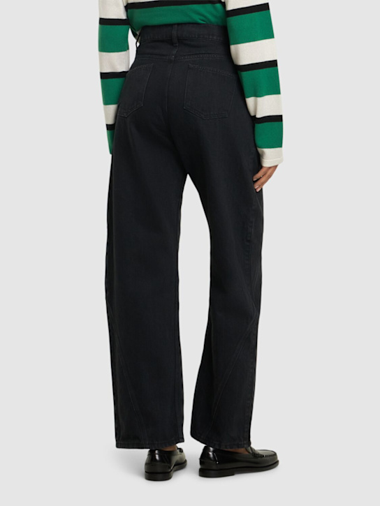 JW Anderson: Twisted midrise workwear boyfriend jeans - Black - women_2 | Luisa Via Roma