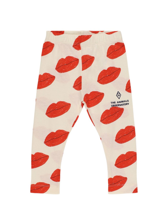 The Animals Observatory: Leggings in jersey di cotone - Bianco/Rosso - kids-girls_0 | Luisa Via Roma