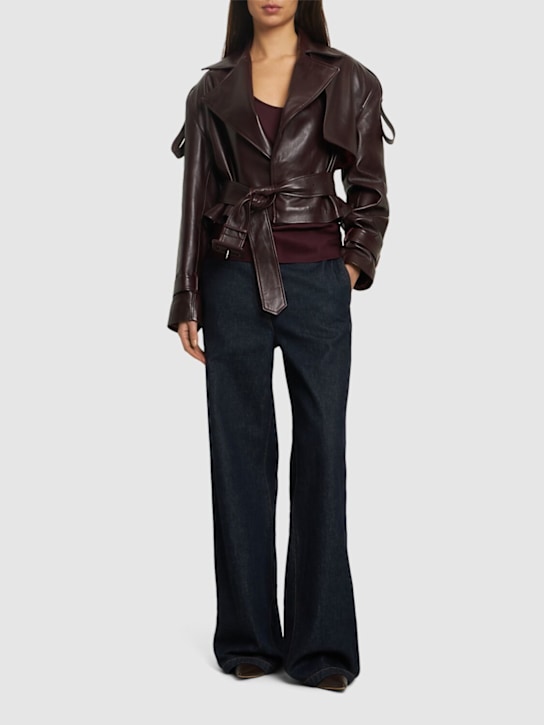 MANOKHI: Hana cropped leather jacket - women_1 | Luisa Via Roma