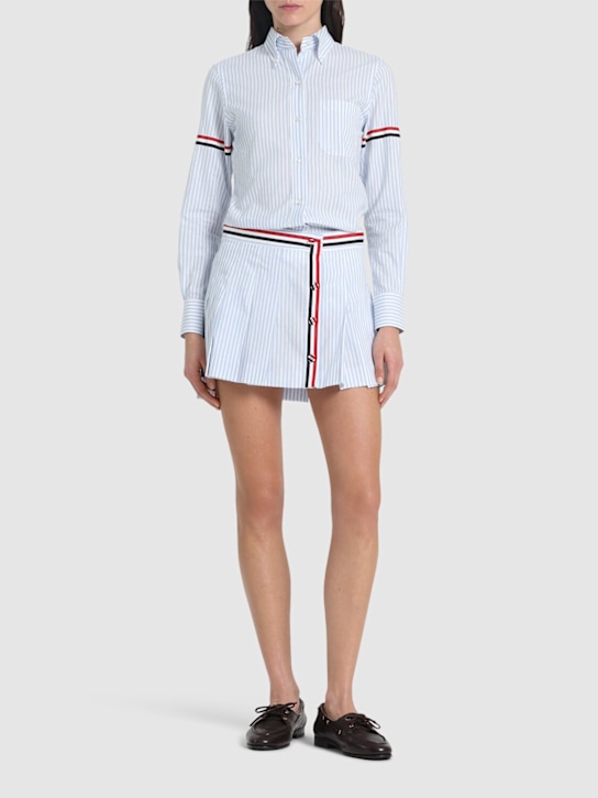 Thom Browne: Poplin point collar shirt w/stripes - women_1 | Luisa Via Roma