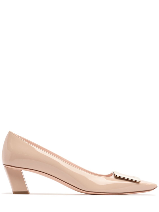 Roger Vivier: 45mm Belle Vivier patent leather pumps - Nude - women_0 | Luisa Via Roma