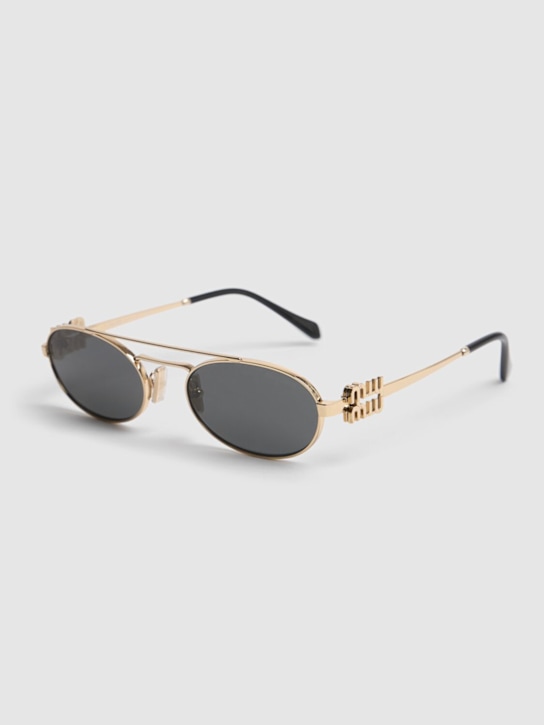 Miu Miu: Round metal sunglasses - Gold/Grey - women_2 | Luisa Via Roma