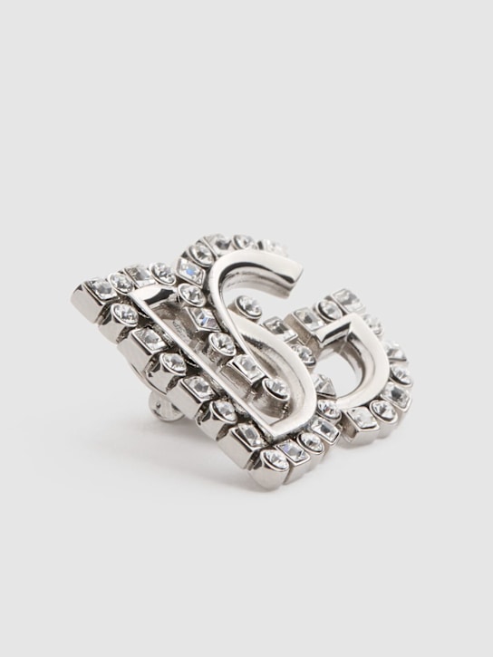 Dolce&Gabbana: DG logo rhinestone pin - Silver - women_1 | Luisa Via Roma