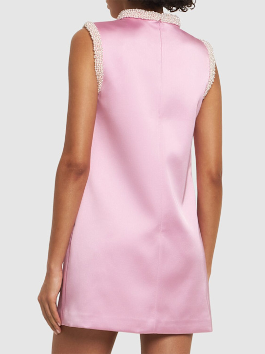 Self-portrait: Pearl trim satin mini dress - Pink - women_2 | Luisa Via Roma