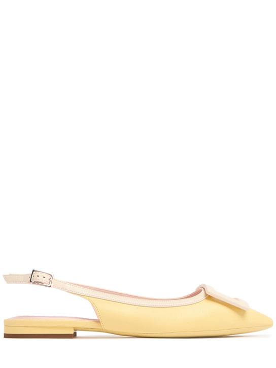 Roger Vivier: 10mm Gommettine leather slingback flats - Beige/Yellow - women_0 | Luisa Via Roma