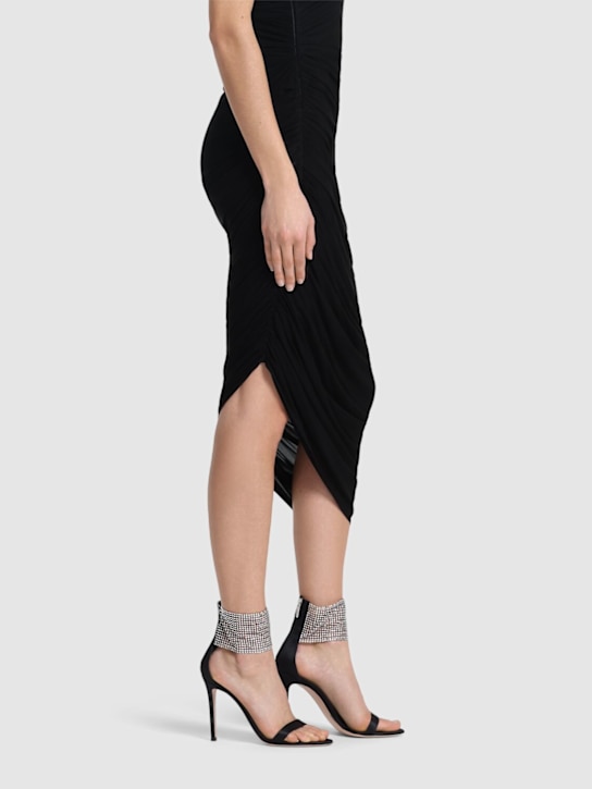 Gianvito Rossi: 105mm Satin & crystal sandals - Black+crystal - women_1 | Luisa Via Roma