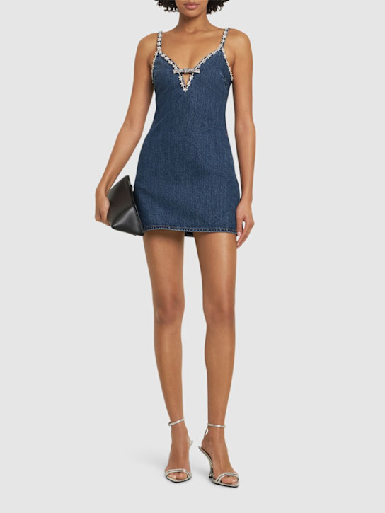 Self-portrait: Strappy denim mini dress - women_1 | Luisa Via Roma