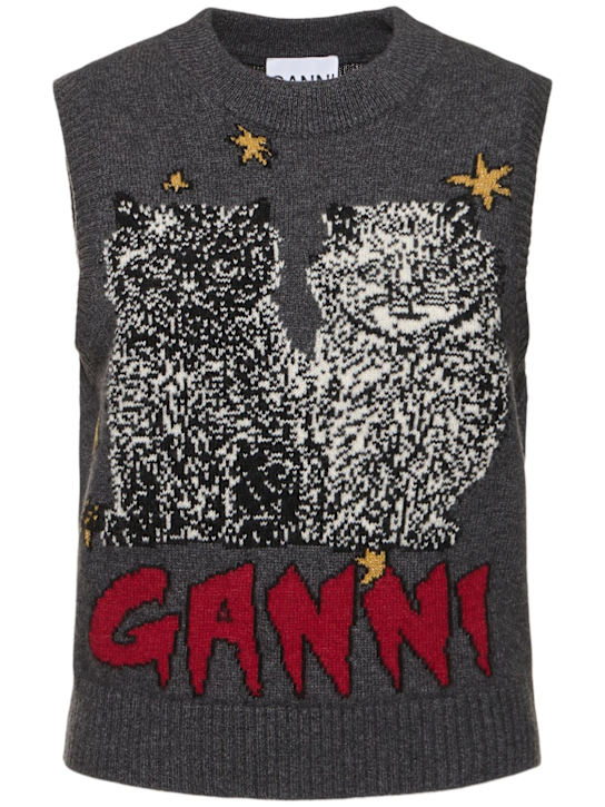 GANNI: Cats wool blend vest - women_0 | Luisa Via Roma