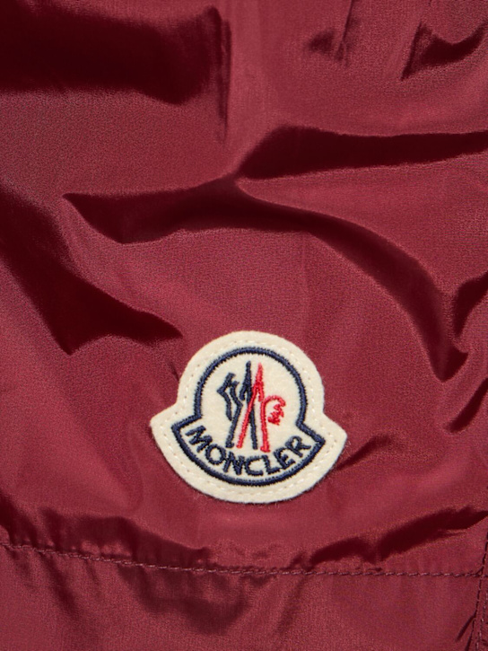 Moncler: Logo patch nylon swim shorts - Red - men_3 | Luisa Via Roma