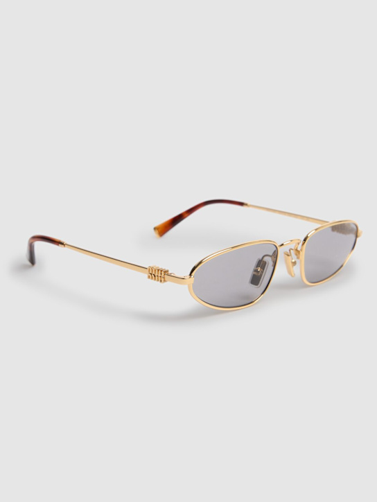 Miu Miu: Regard oval metal sunglasses - Gold/Grey - women_2 | Luisa Via Roma