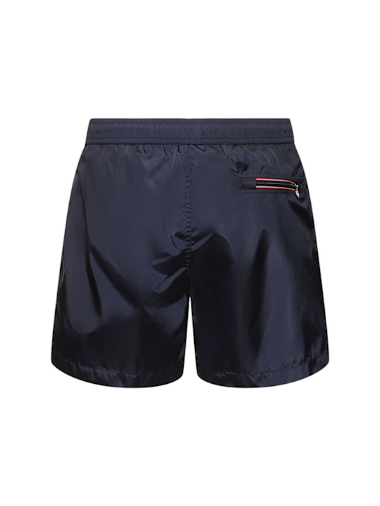 Moncler: Logo patch nylon swim shorts - Midnight Blue - men_2 | Luisa Via Roma