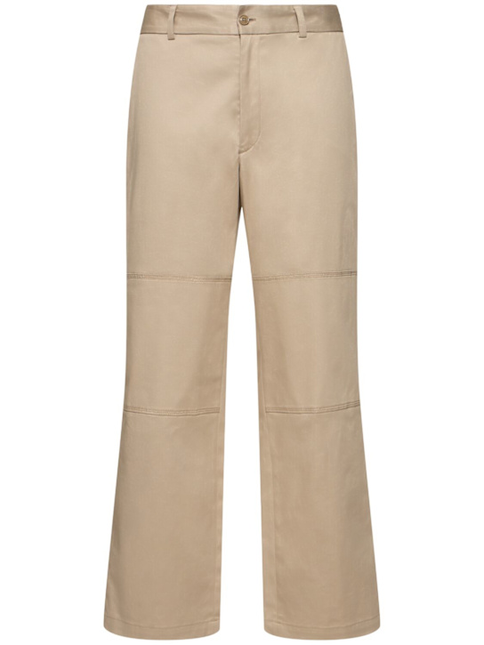 Moncler: Cotton blend gabardine pants - Sand Beige - men_0 | Luisa Via Roma