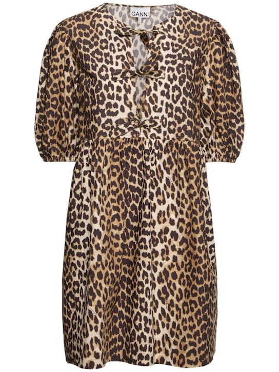 GANNI: コットンミニドレス - ブラウン/マルチカラー - women_0 | Luisa Via Roma