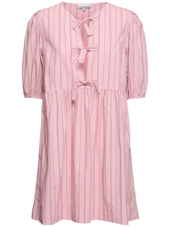 Bow tie striped cotton mini dress - Thumbnail 1