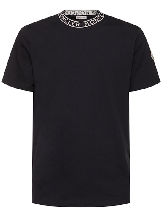 Moncler: Logo-trimmed cotton t-shirt - men_0 | Luisa Via Roma