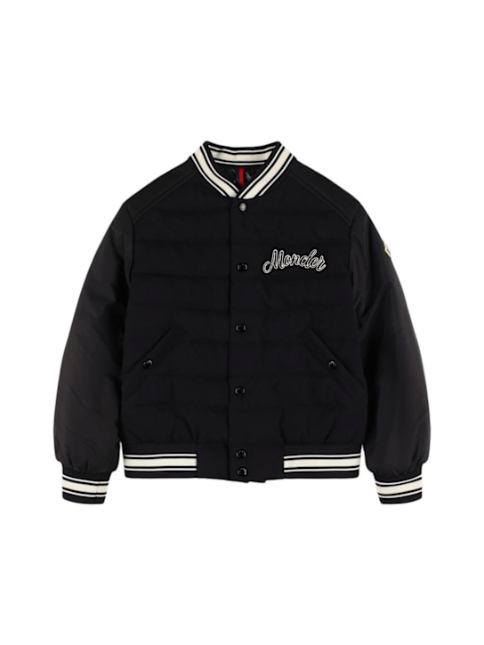 Moncler: Chaqueta bomber de plumas de nylon - Negro - kids-boys_0 | Luisa Via Roma