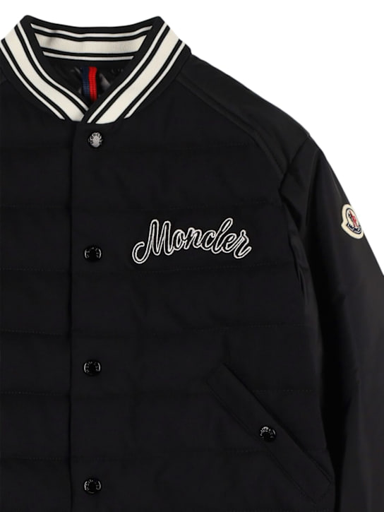 Moncler: Chaqueta bomber de plumas de nylon - Negro - kids-boys_1 | Luisa Via Roma