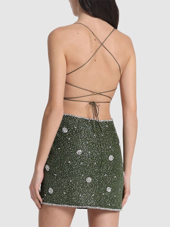 Giuseppe Di Morabito: Embellished mini dress - Green - women_2 | Luisa Via Roma