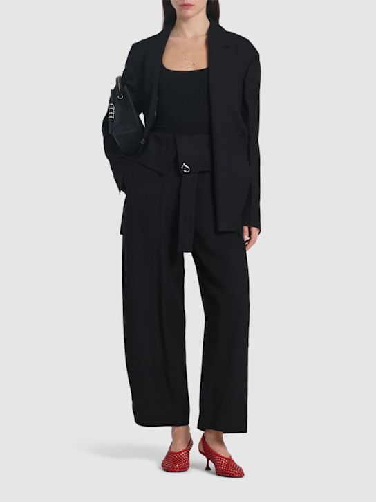 JW Anderson: Tailored fold over wide leg pants - Black - women_1 | Luisa Via Roma
