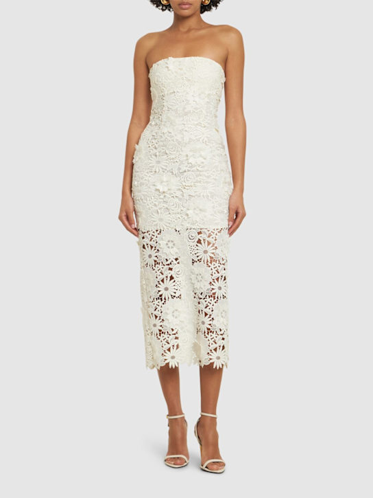 Rotate: Albertina lace strapless midi dress - White - women_1 | Luisa Via Roma