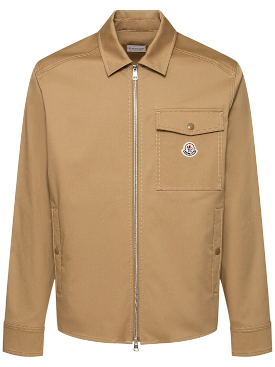Moncler: Cotton blend gabardine shirt jacket - men_0 | Luisa Via Roma