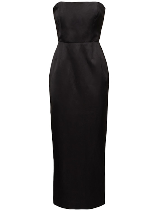 POSSE: Romeo strapless satin midi dress - Black - women_0 | Luisa Via Roma