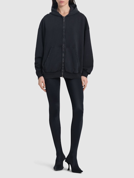 Balenciaga: Cotton zip-up hoodie - Washed Blue - women_1 | Luisa Via Roma