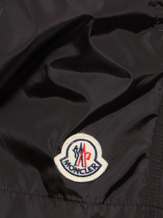 Moncler: Logo patch nylon swim shorts - Black - men_3 | Luisa Via Roma
