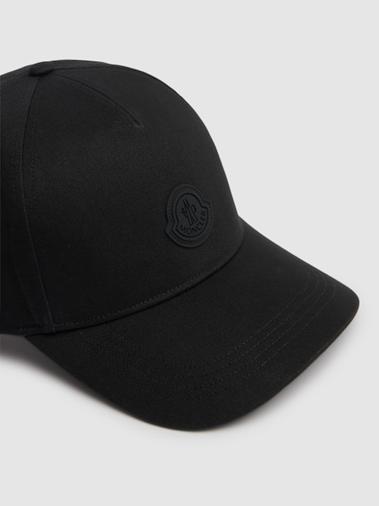 Moncler: Logo detail cotton baseball cap - Black - men_2 | Luisa Via Roma