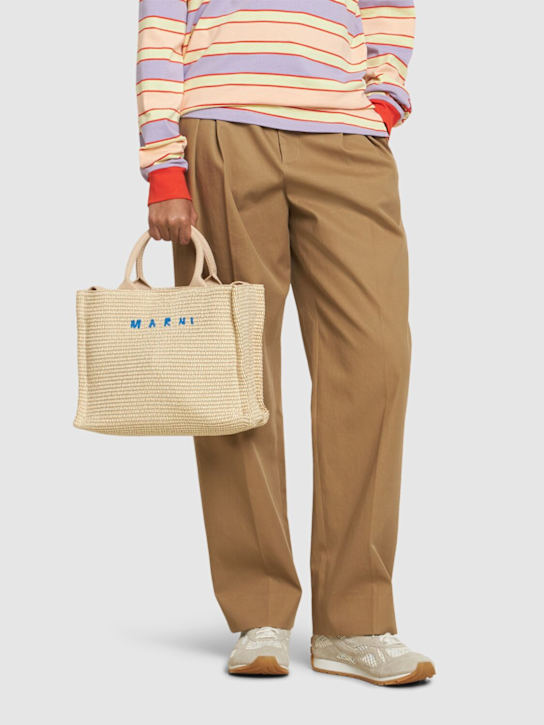 Marni: Small Logo raffia effect tote bag - women_1 | Luisa Via Roma