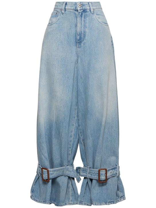 Buckled cuff mid rise boyfriend jeans - Thumbnail 1
