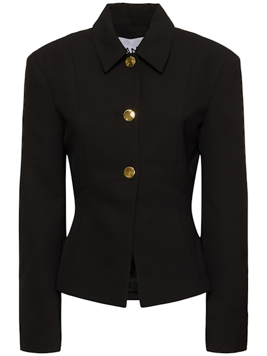 GANNI: Light twill suiting blazer - Black - women_0 | Luisa Via Roma