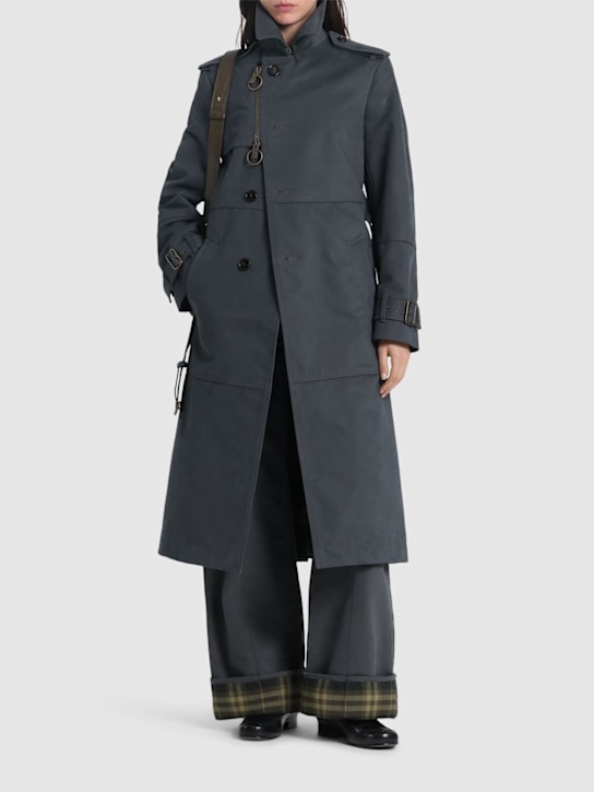 Burberry: Trench-coat en nylon et coton & ceinture - women_1 | Luisa Via Roma