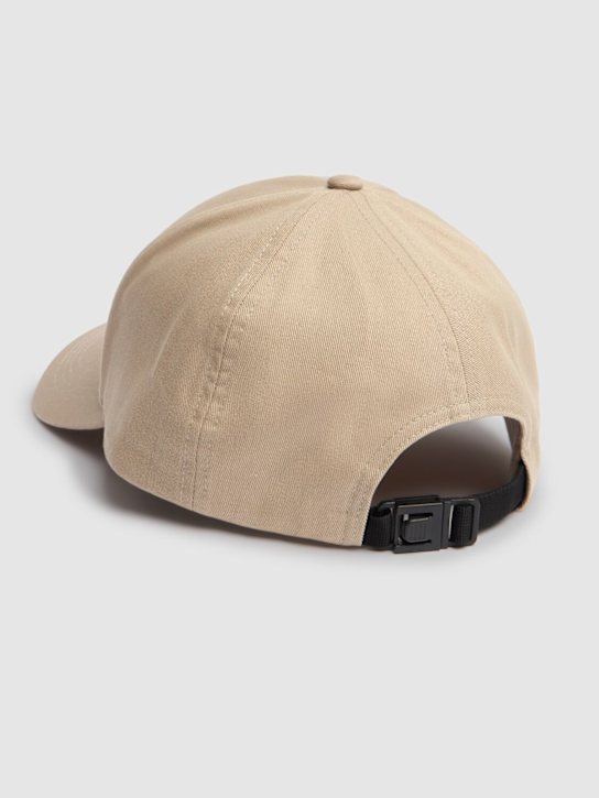 Moncler: Logo detail cotton baseball cap - Sand Beige - men_3 | Luisa Via Roma
