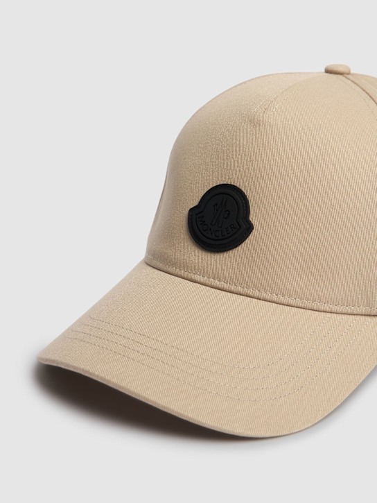 Moncler: Logo detail cotton baseball cap - Sand Beige - men_2 | Luisa Via Roma