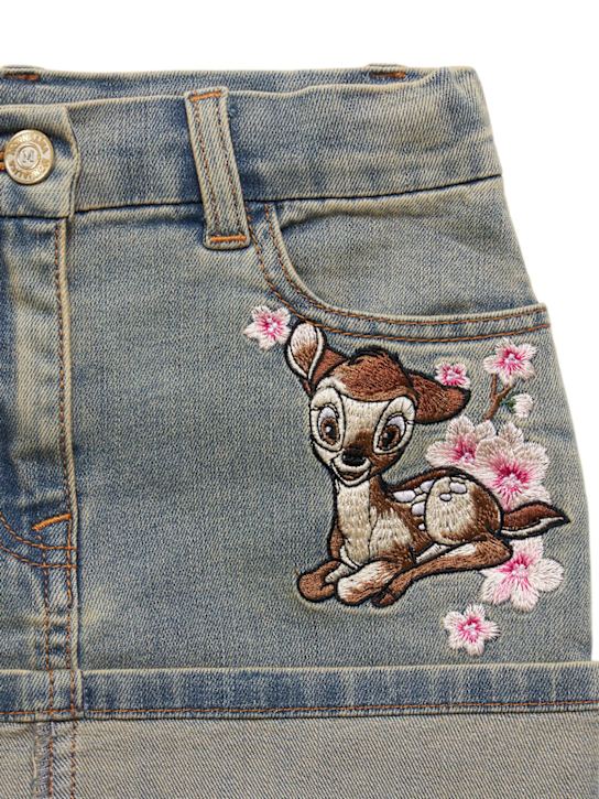 Monnalisa: バンビ刺繍入りデニムスカート - グレー - kids-girls_1 | Luisa Via Roma
