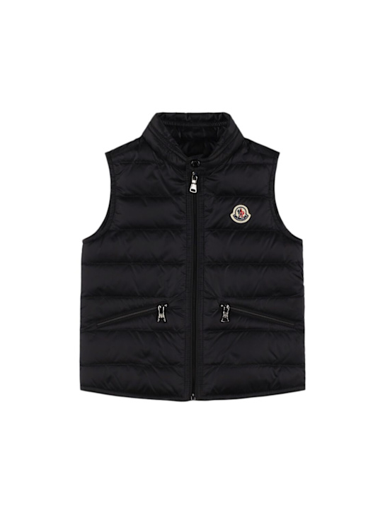 Moncler: Chaleco de plumas de nylon plegable - Negro - kids-boys_0 | Luisa Via Roma
