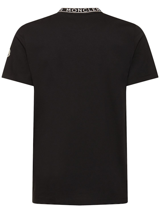 Moncler: Logo-trimmed cotton t-shirt - Black - men_3 | Luisa Via Roma