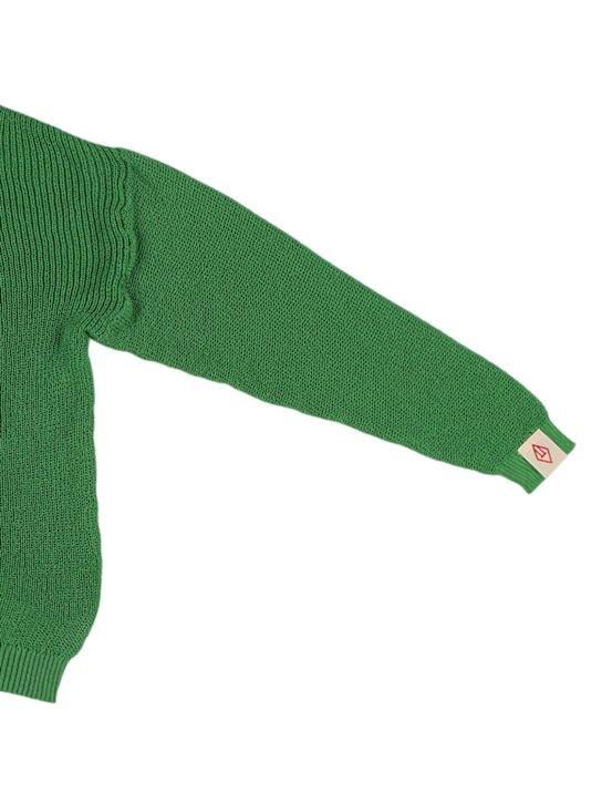 The Animals Observatory: Cotton knit cardigan - Green - kids-boys_1 | Luisa Via Roma