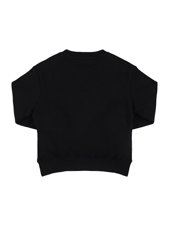 MSGM: Embroidered cotton hooded sweatshirt - Black - kids-boys_2 | Luisa Via Roma