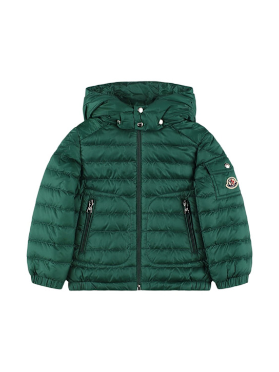 Moncler: Chaqueta de plumas de nylon - Verde - kids-boys_0 | Luisa Via Roma
