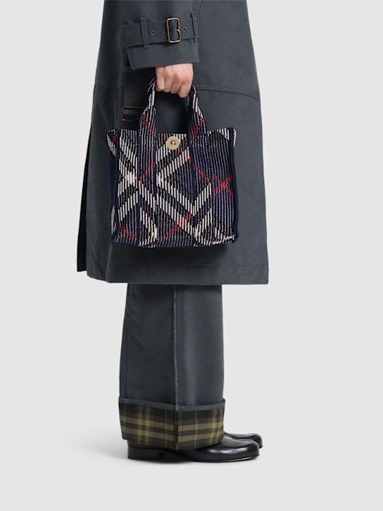 Burberry: Borsa mini Check in maglia con manico - women_1 | Luisa Via Roma