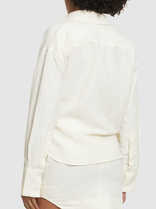 JW Anderson: Draped twisted viscose & linen shirt - White - women_2 | Luisa Via Roma