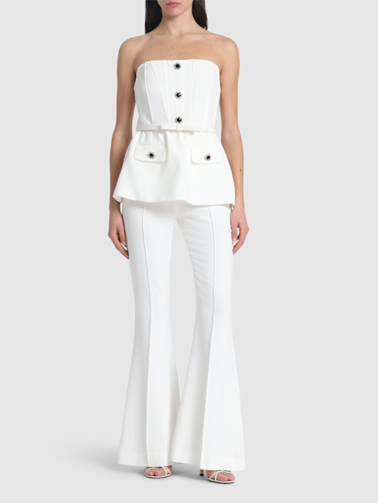 Self-portrait: Stretch crepe jumpsuit - White - women_1 | Luisa Via Roma