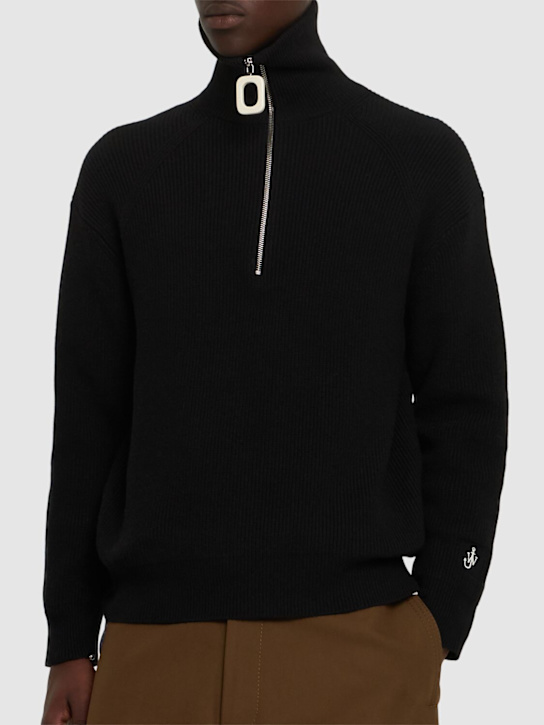 JW Anderson: Half-zip sweater - Black - men_2 | Luisa Via Roma